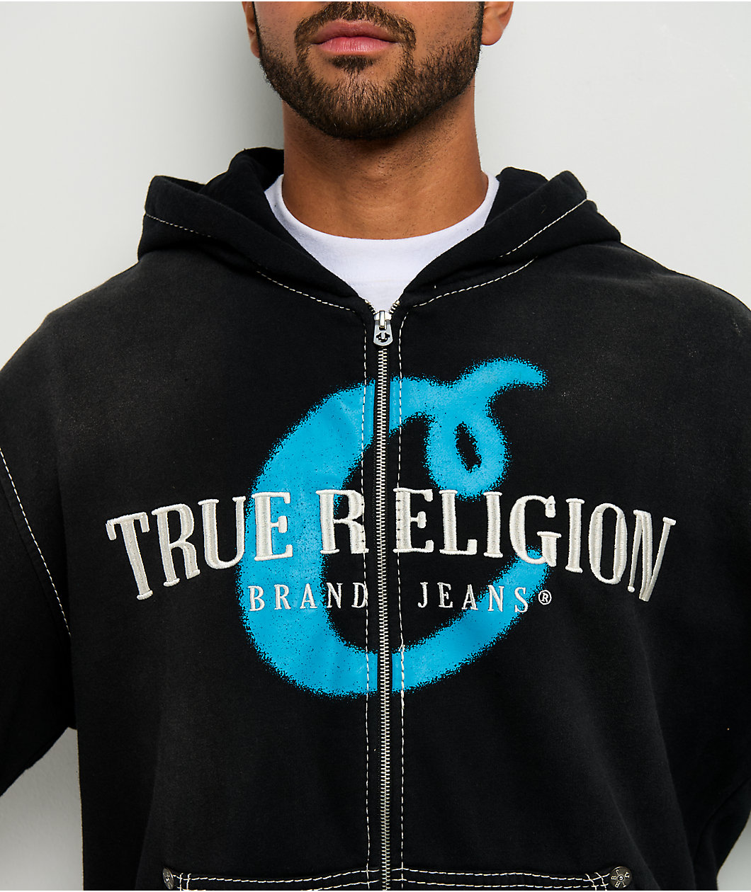 True Religion x Cookies Washed Black Zip Hoodie