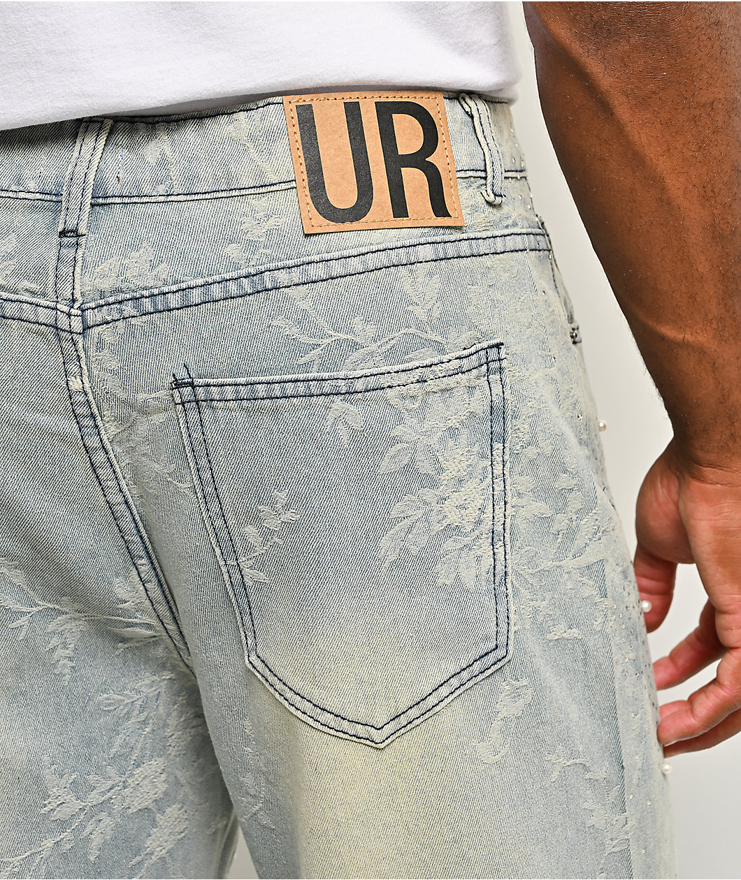 Uncle Ralph Embroidered Print Light Blue Wash Jeans