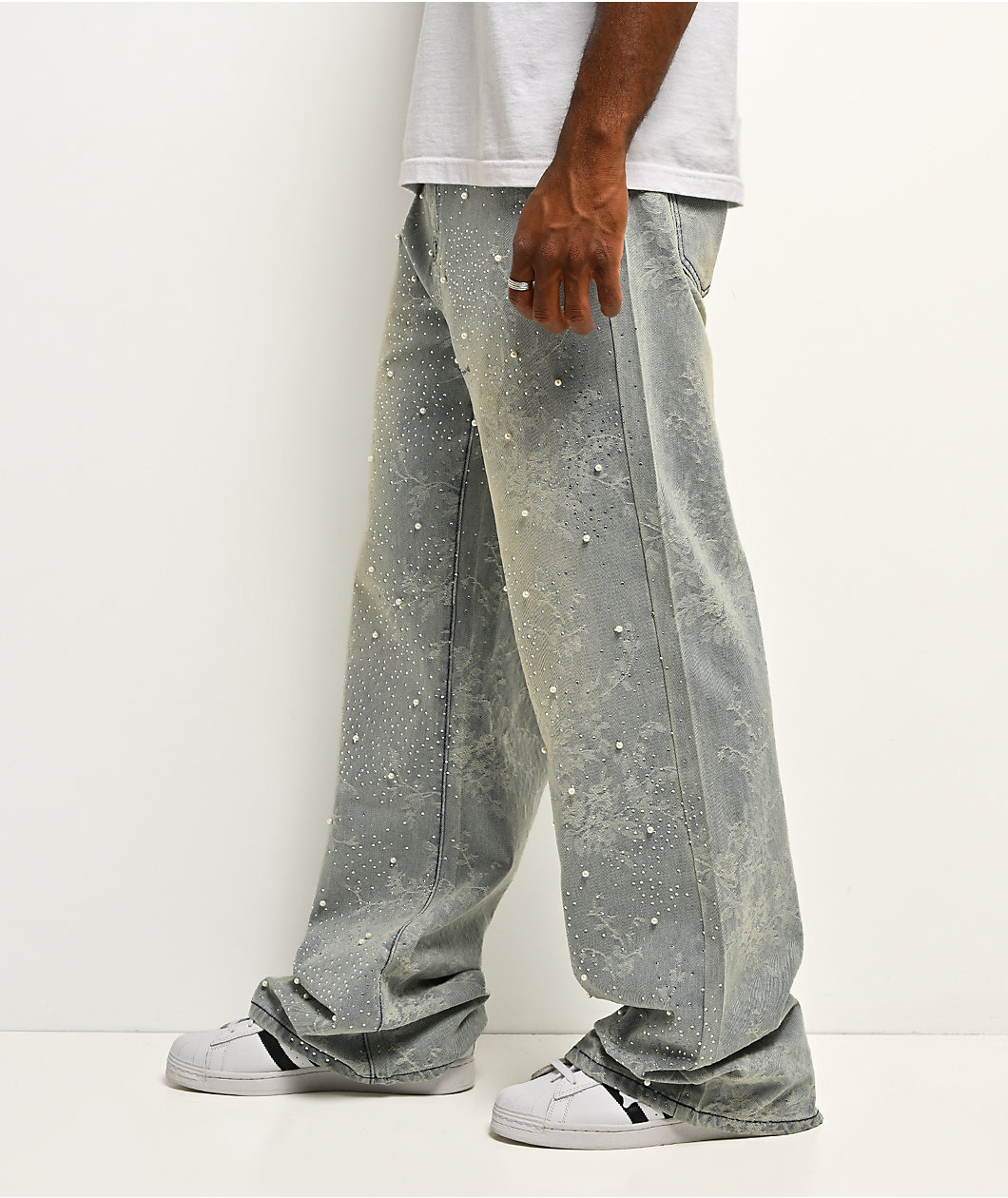 Uncle Ralph Embroidered Print Light Blue Wash Jeans