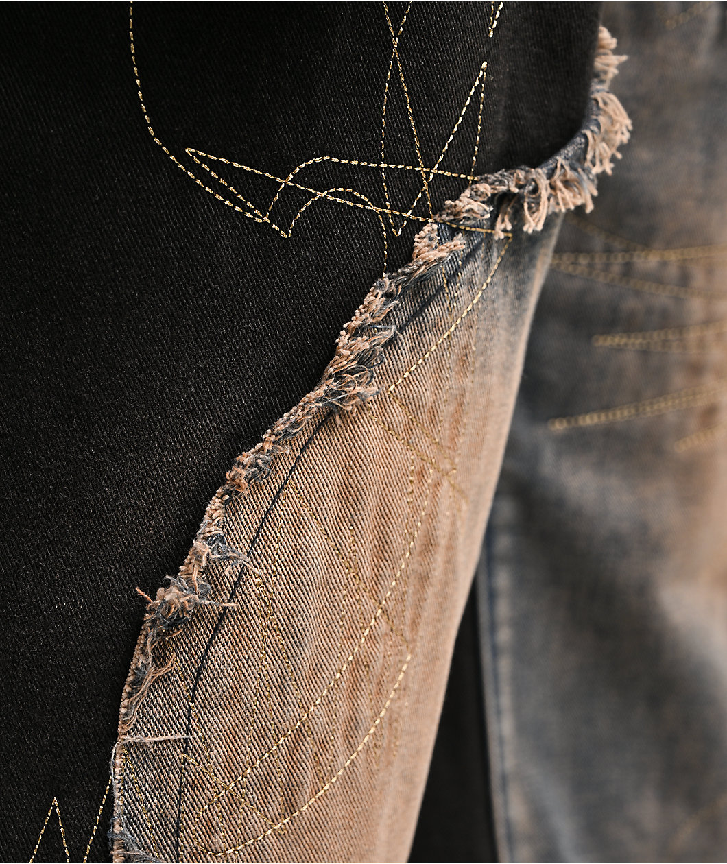Uncle Ralph Rip And Repair Black & Blue Wash Jeans