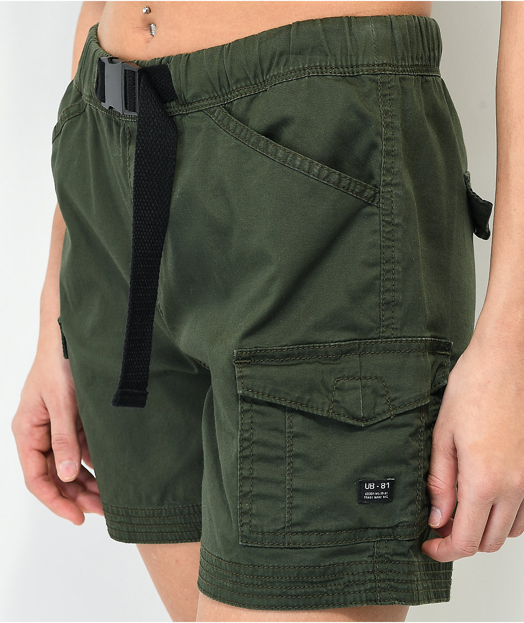 Unionbay Chase Green Utility Belt Shorts