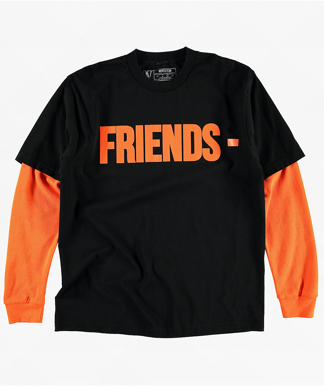 VLONE Friends Black & Orange 2fer Long Sleeve T-Shirt at Hamilton