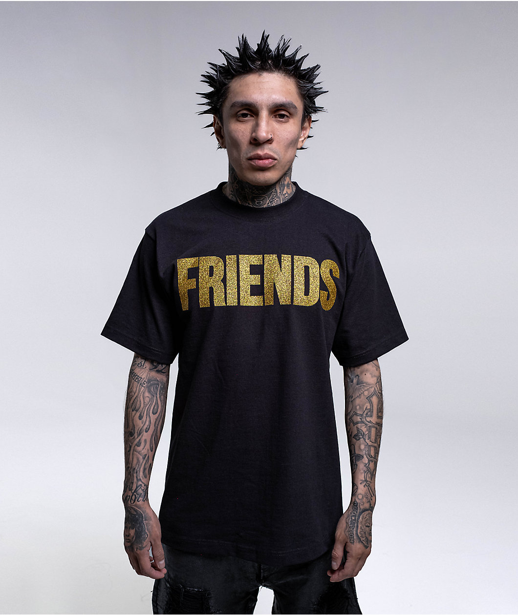 VLONE Friends Gold Glitter & Black T-Shirt