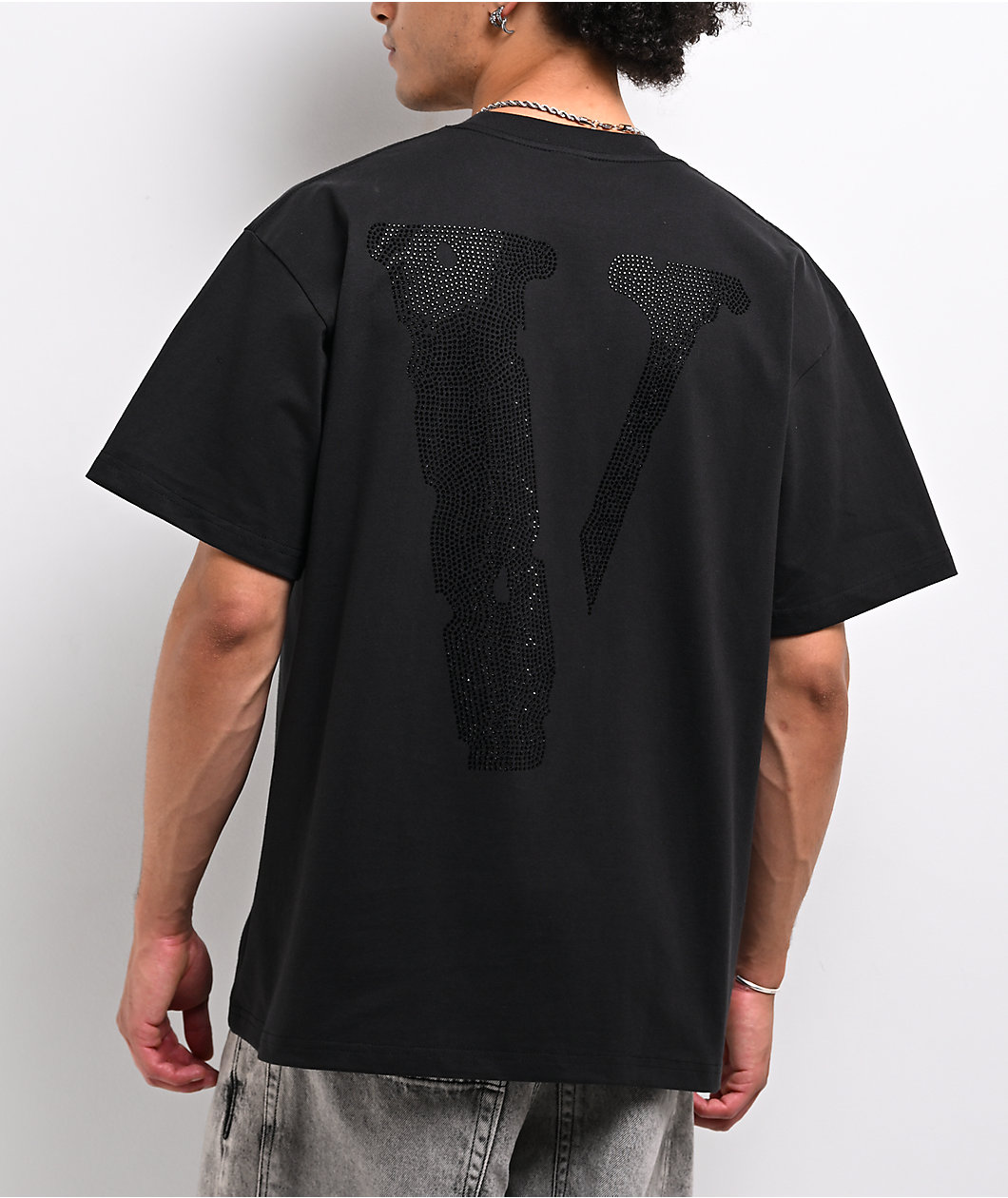 VLONE Murdered Out Rhinestone Black T-Shirt