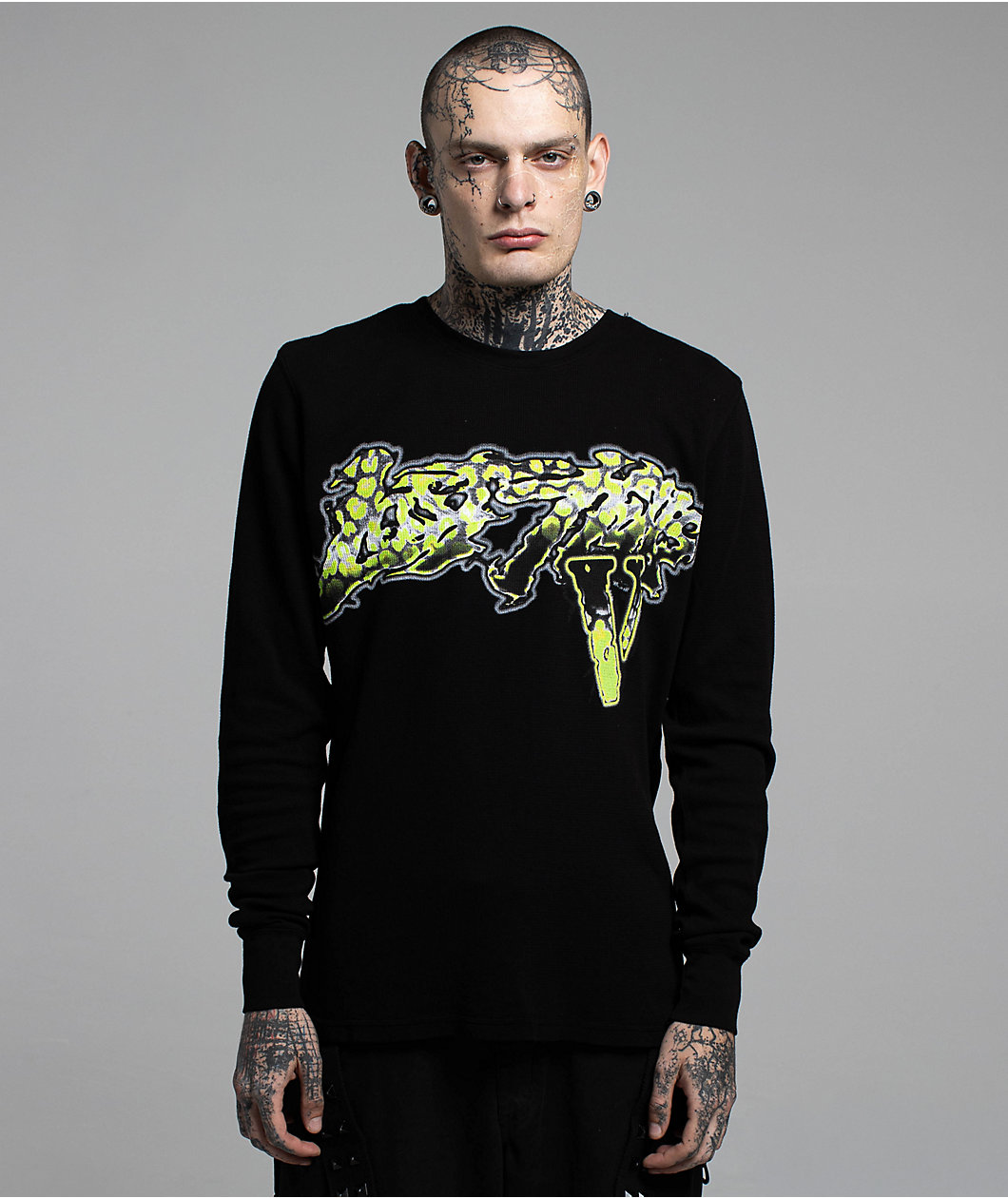 VLONE x LOSTHILLS Slime Grey Wash Thermal Long Sleeve T-Shirt
