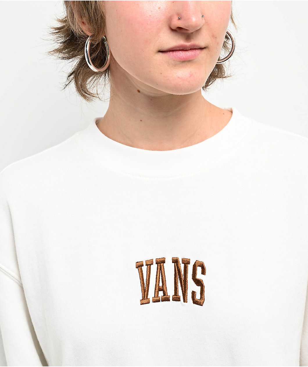 Vans Arch Loose Marshmallow & Brown Crewneck Sweatshirt