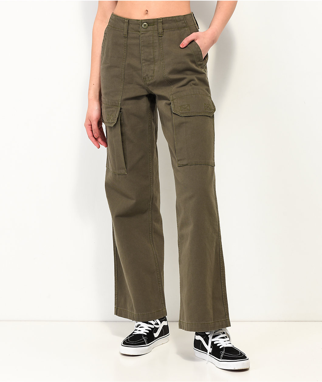 Vans Arroyo Olive Green Wide Leg Cargo Pants