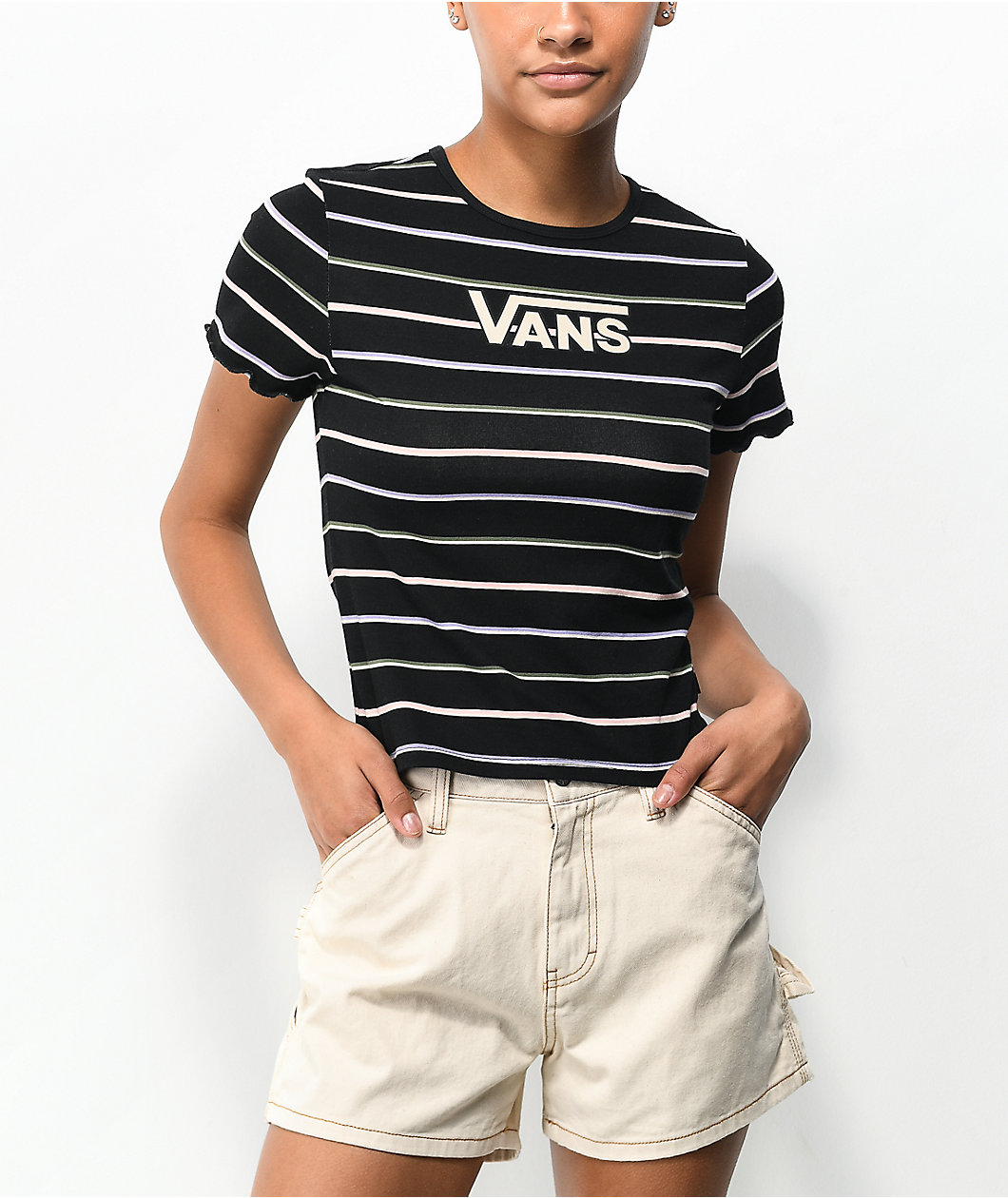 Vans Beasley Lettuce Edge Black & White Stripe T-Shirt