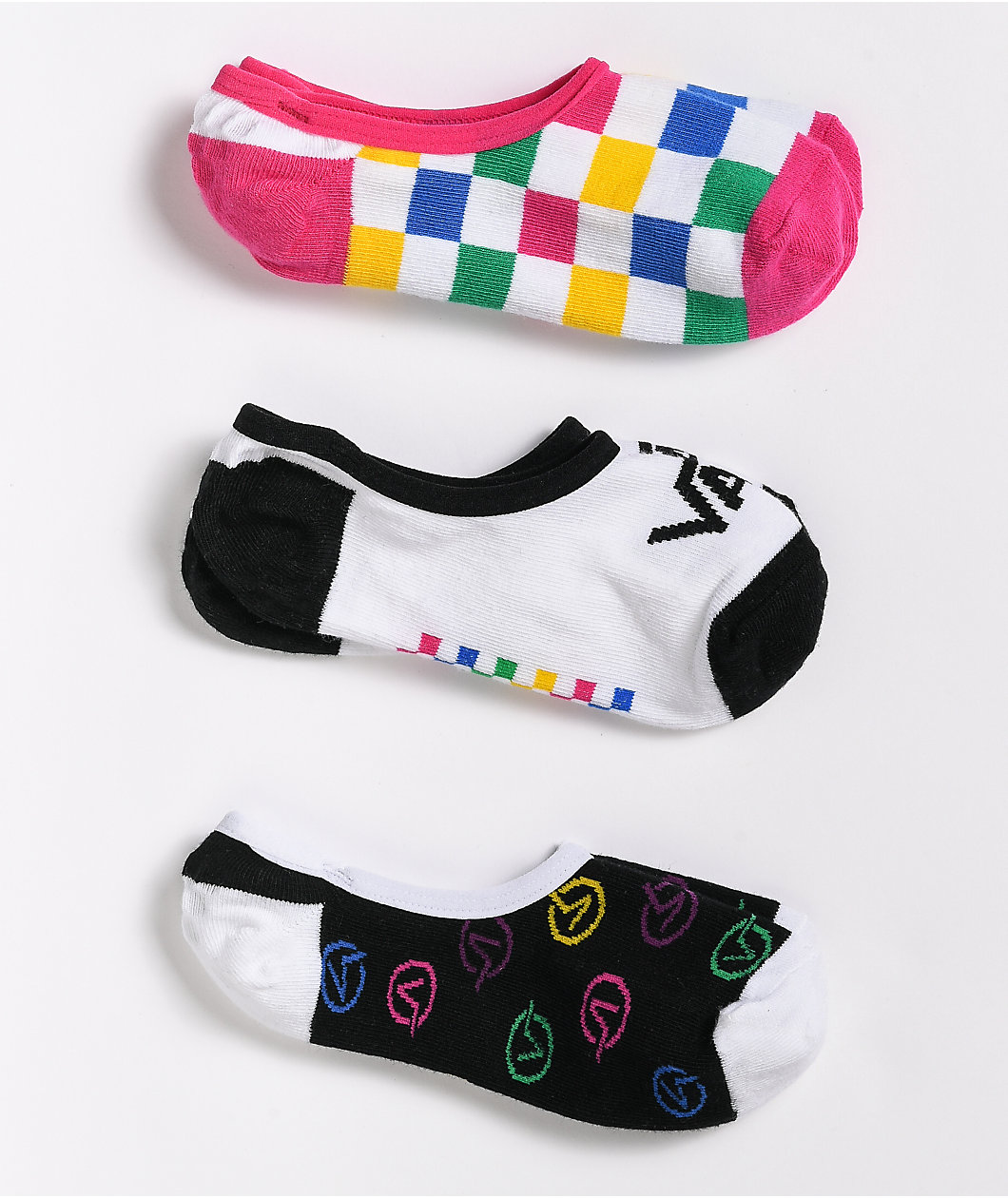 Vans Canoodle Check Block 3 Pack No Show Socks