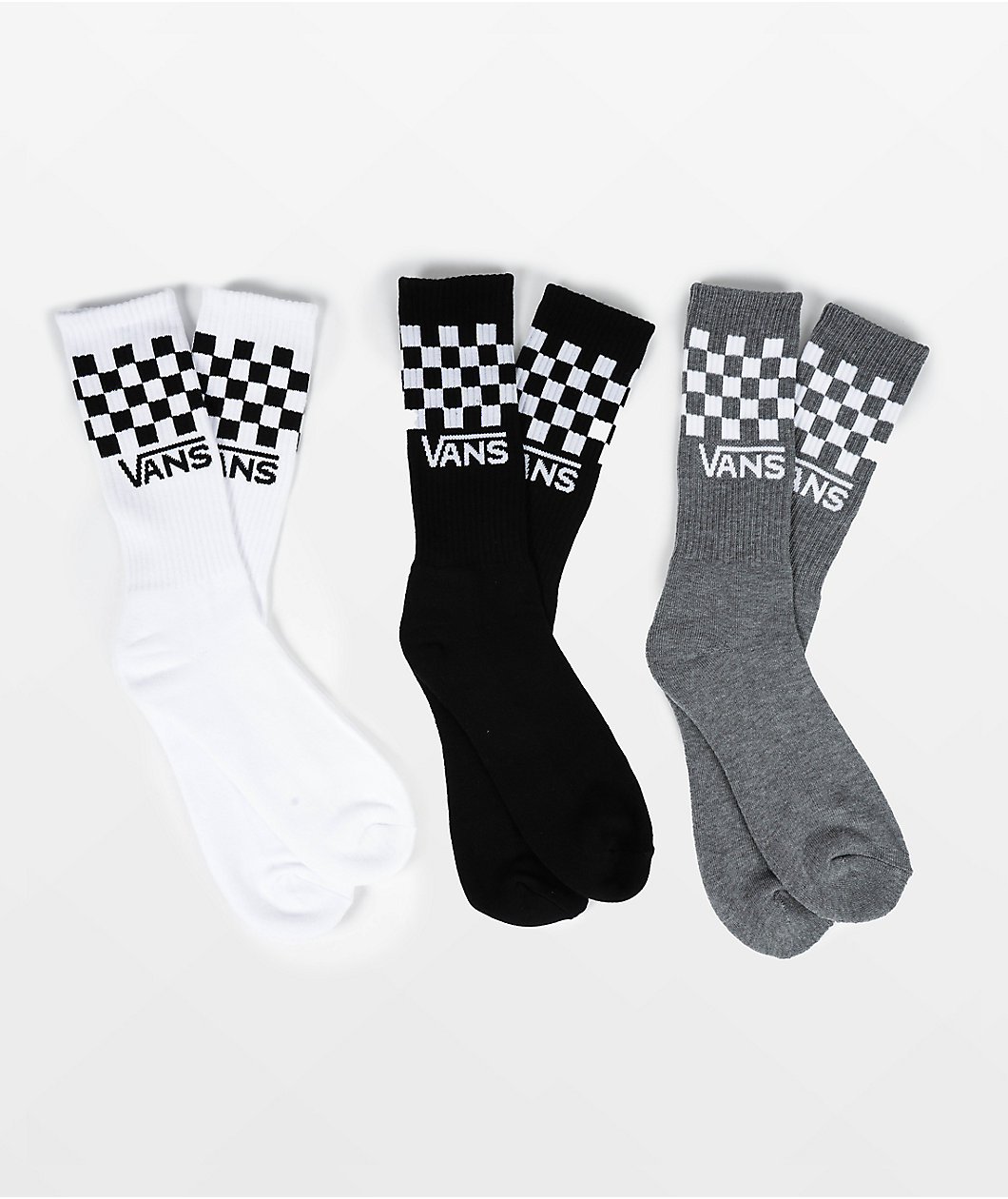 Vans Classic Black & White Checkered 3 Pack Crew Socks