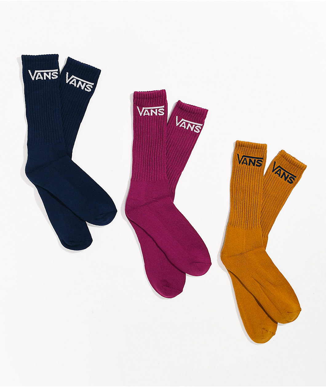Vans Classic Raspberry 3 Pack Crew Socks