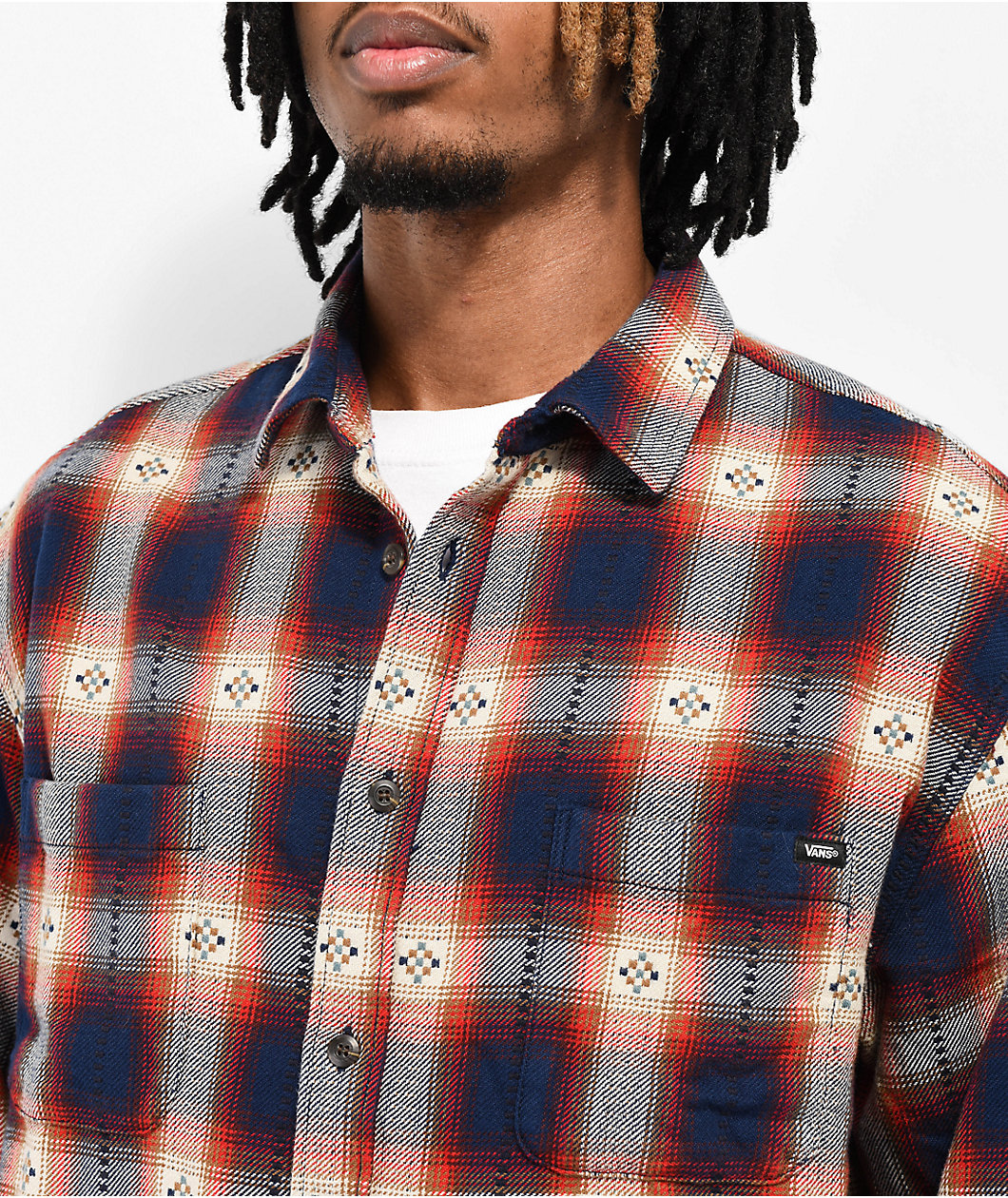 Vans Elmbrook Blue & Red Long Sleeve Button Up Shirt