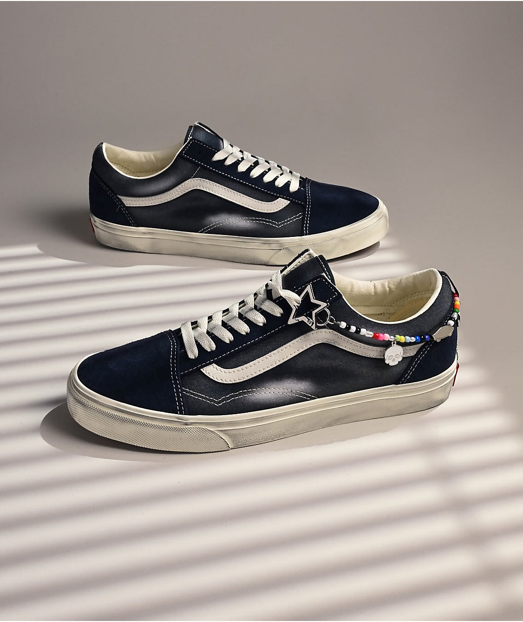 Vans Old Skool Paris Night Distressed Blue Skate Shoes