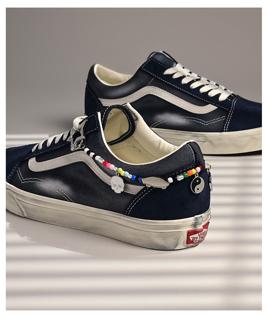 Vans Old Skool Paris Night Distressed Blue Skate Shoes