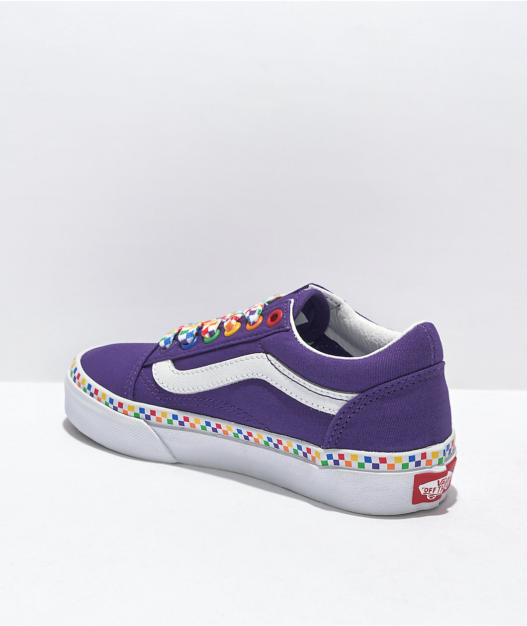 Vans Old Skool Rainbow Checkerboard Purple Skate Shoes