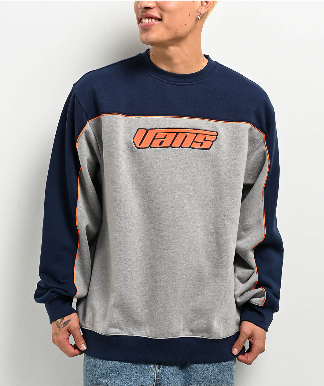 Vans Retro V Loose Dress Blues & Cement Heather Crewneck Sweatshirt