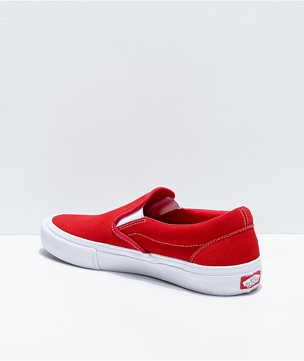 Vans Skate Slip-On Red & White Suede Skate Shoes