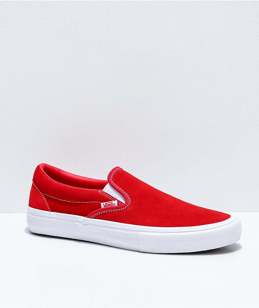 Vans Skate Slip-On Red & White Suede Skate Shoes