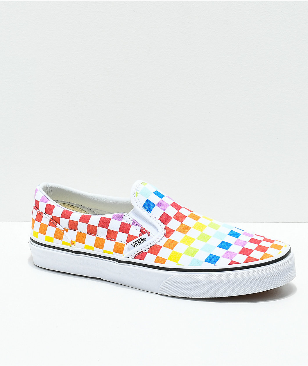 Vans Slip-On Rainbow Checkerboard Skate Shoes