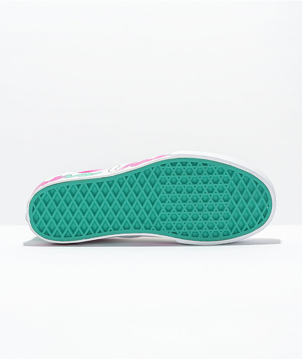 Vans Slip-On Spring Fade White, Pink & Green Platform Shoes