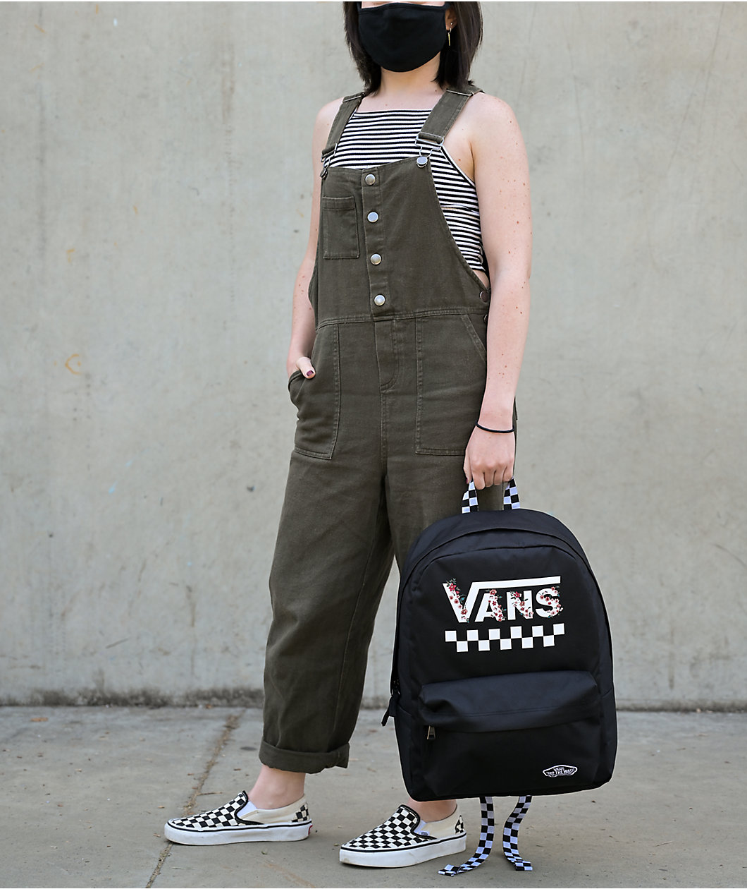 Vans Sporty Realm Black & Floral Checkerboard Backpack