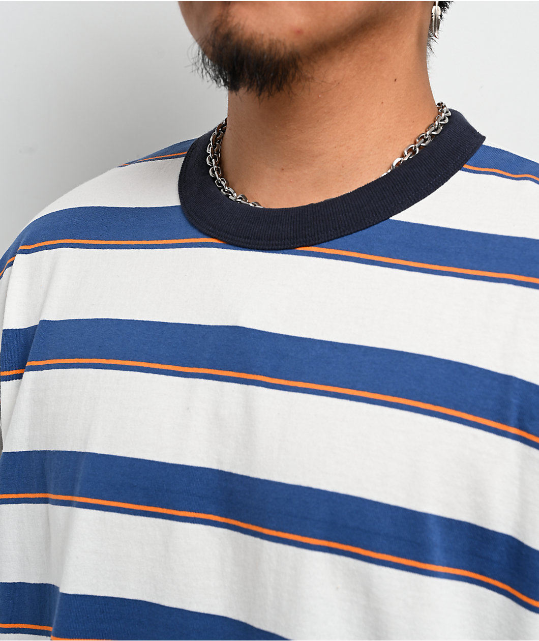 Vans Sun Swirl Stripe White & Blue Boxy Crop T-Shirt