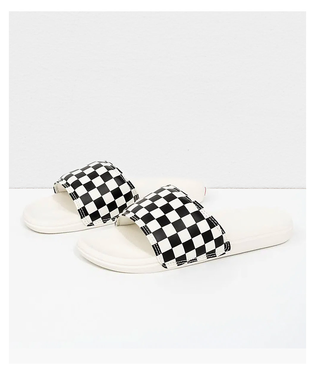 Vans Women's La Costa White & Black Checkerboard Slide Sandals