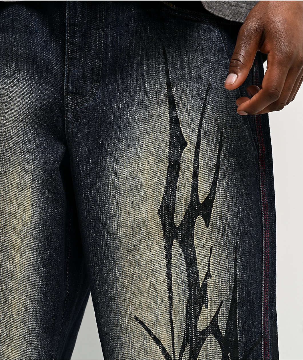 Vitriol Abyss Grime Dark Blue Wash Baggy Jeans