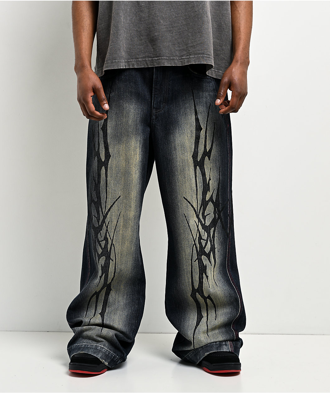 Vitriol Abyss Grime Dark Blue Wash Baggy Jeans