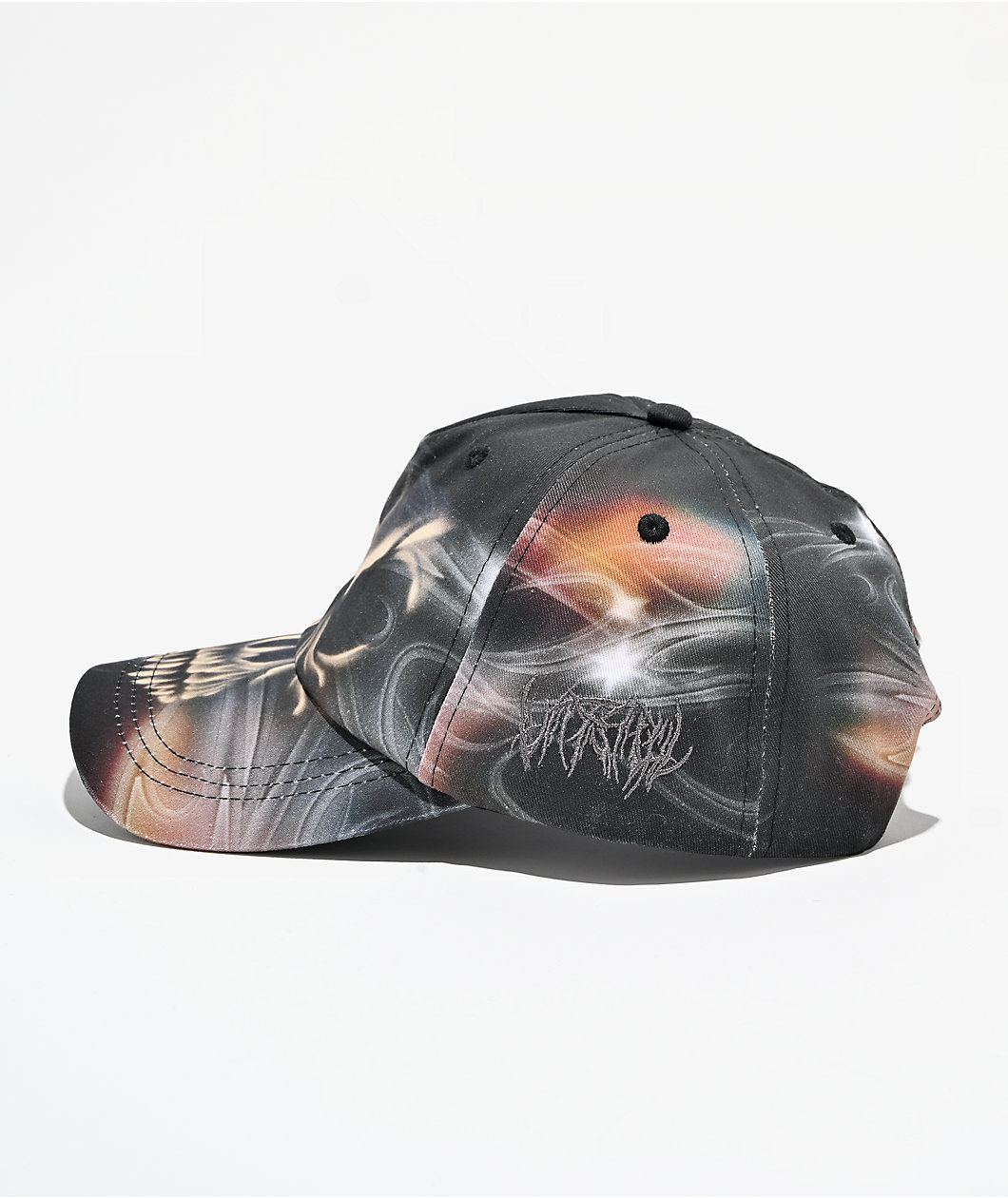 Vitriol Airbrush Skull Black Snapback Hat