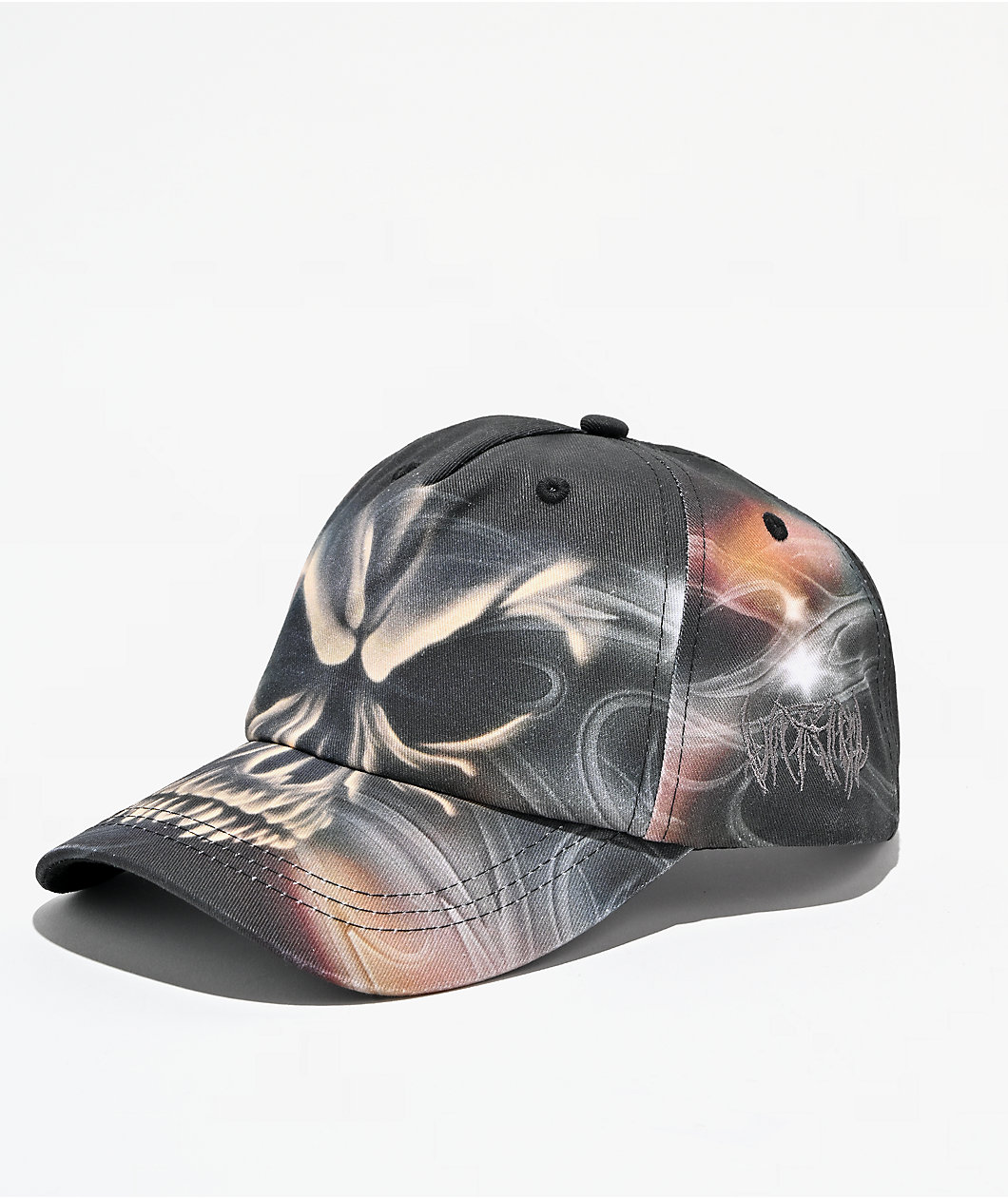 Vitriol Airbrush Skull Black Snapback Hat