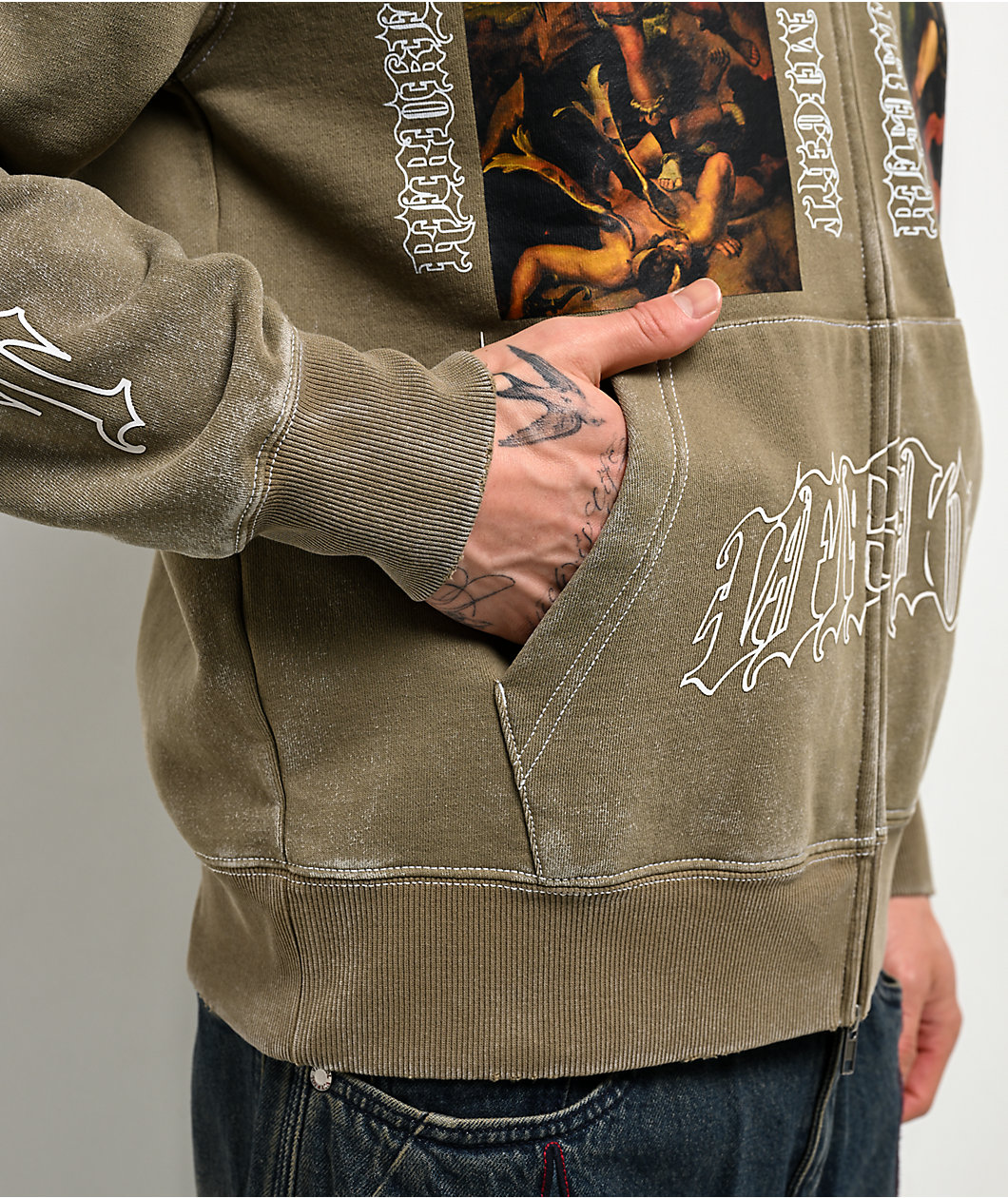 Vitriol Arches Green Boxy Zip Hoodie