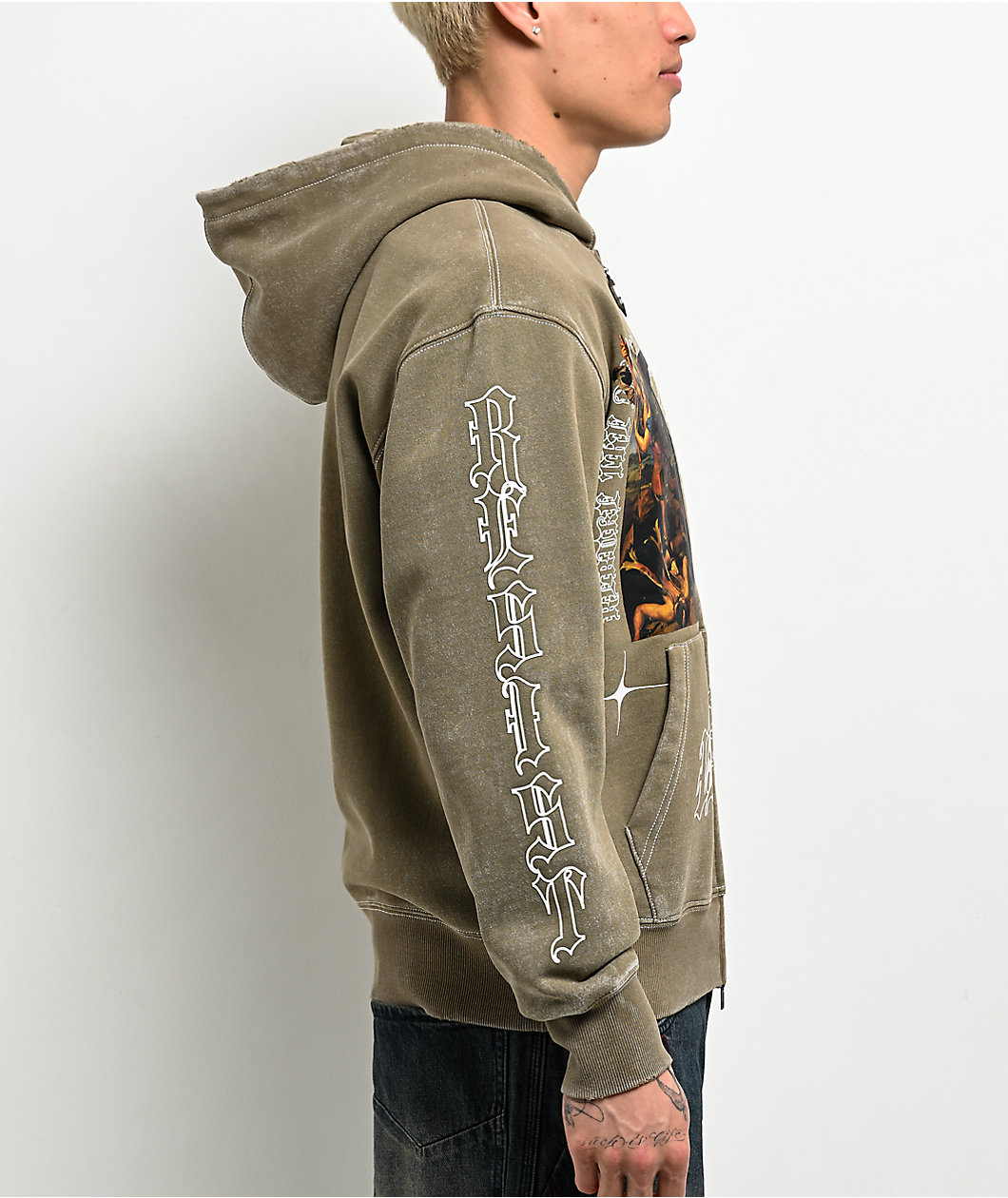 Vitriol Arches Green Boxy Zip Hoodie