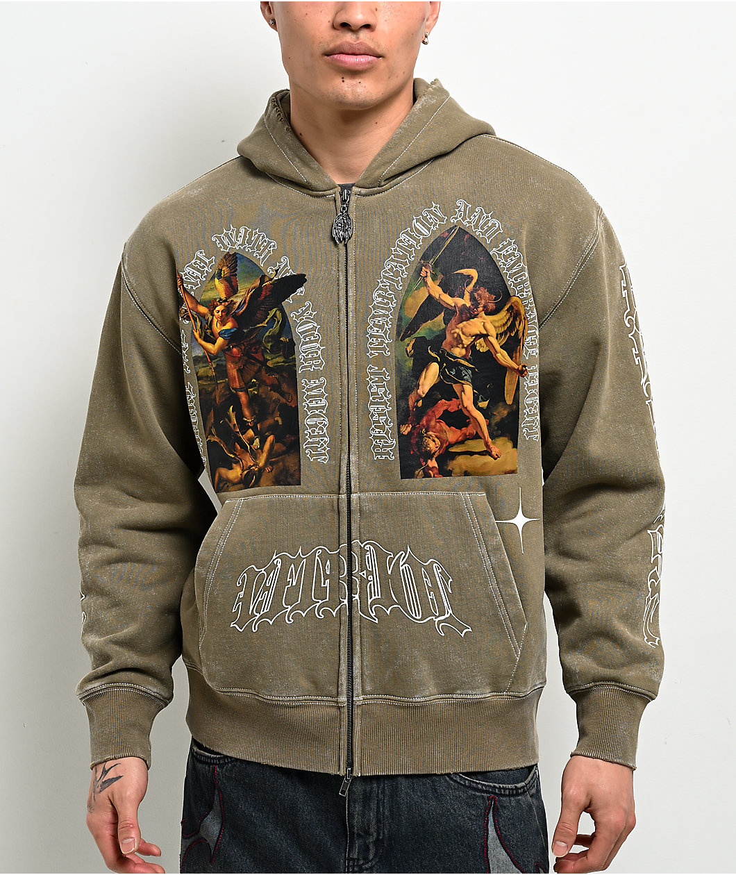 Vitriol Arches Green Boxy Zip Hoodie