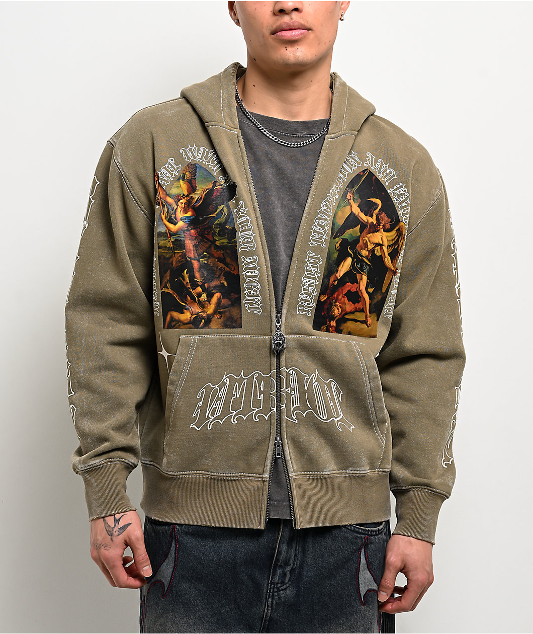 Vitriol Arches Green Boxy Zip Hoodie