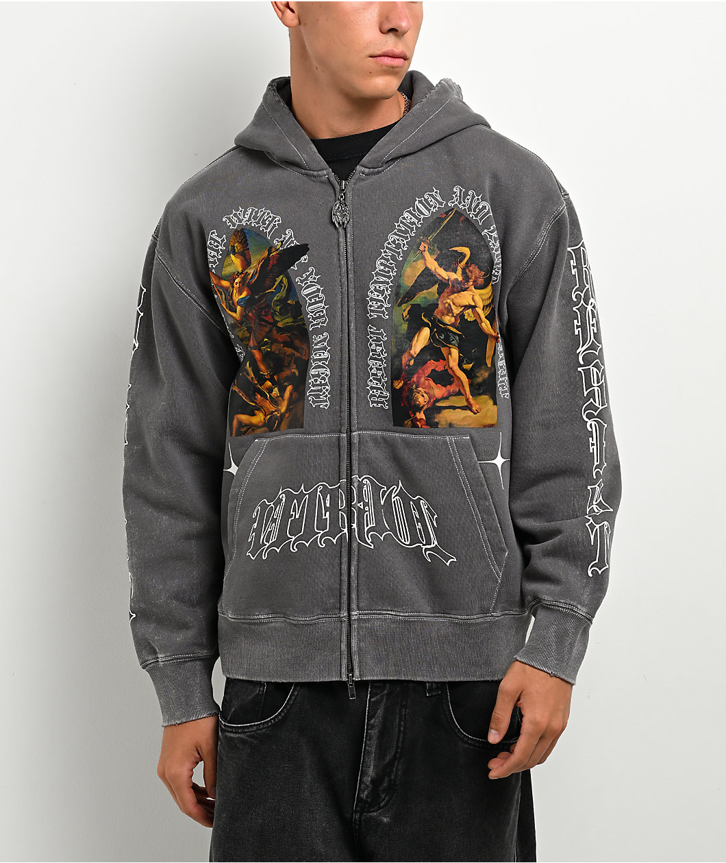 Vitriol Arches Grey Wash Zip Hoodie