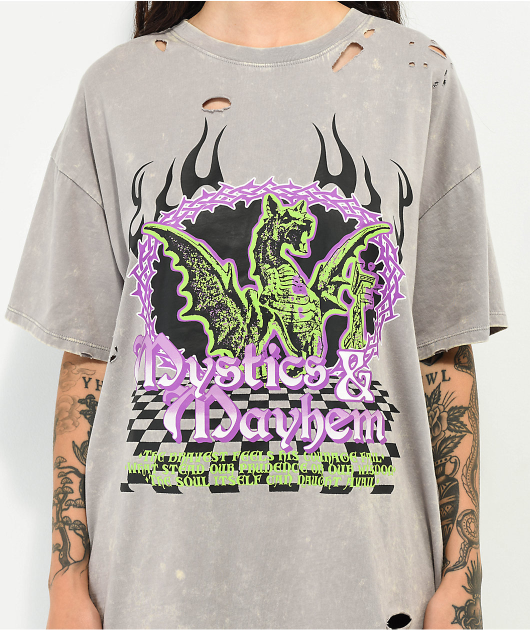 Vitriol Augustine Mystics Grey Boyfriend T-Shirt