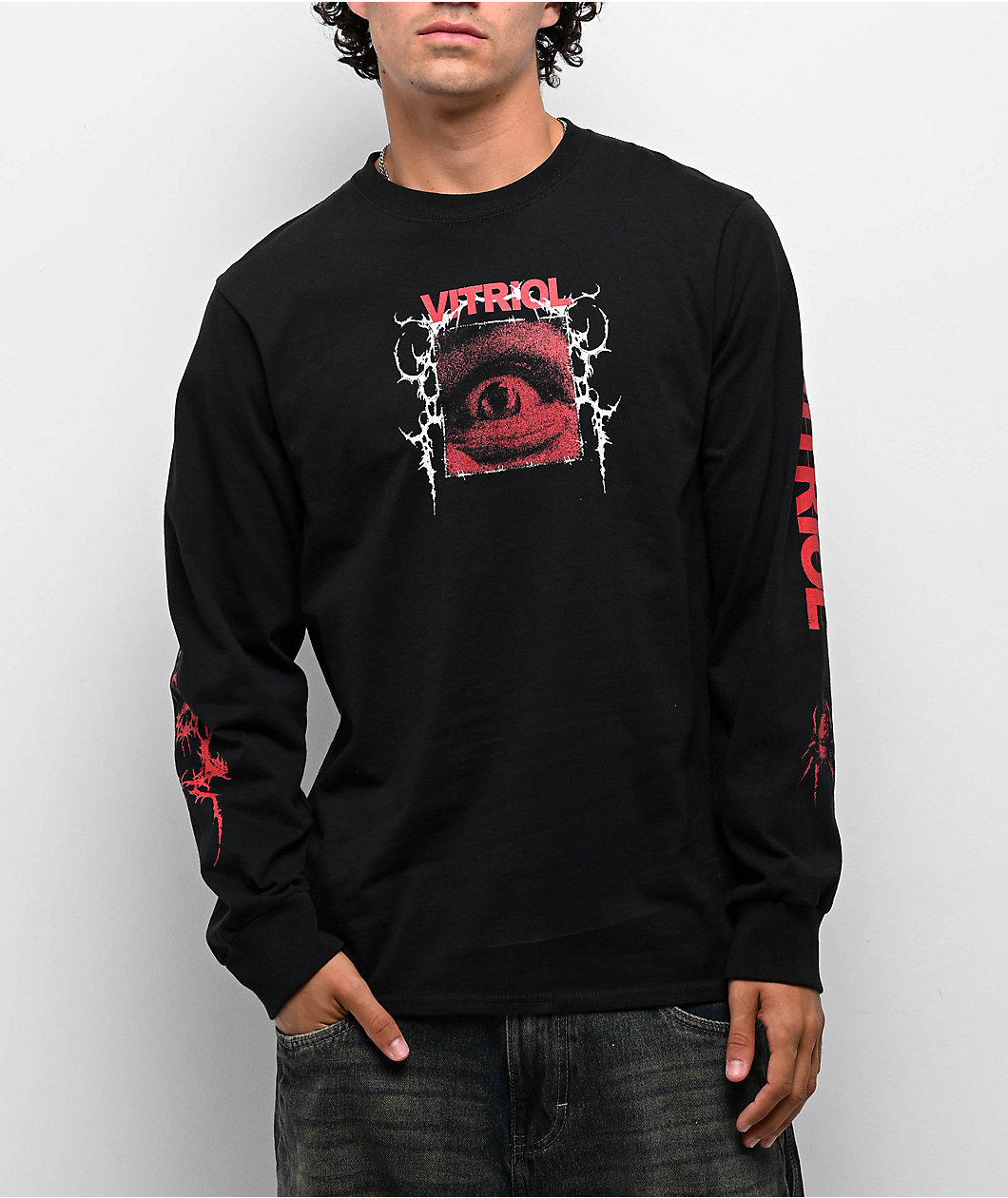 Vitriol Bold Red Black Long Sleeve T-Shirt