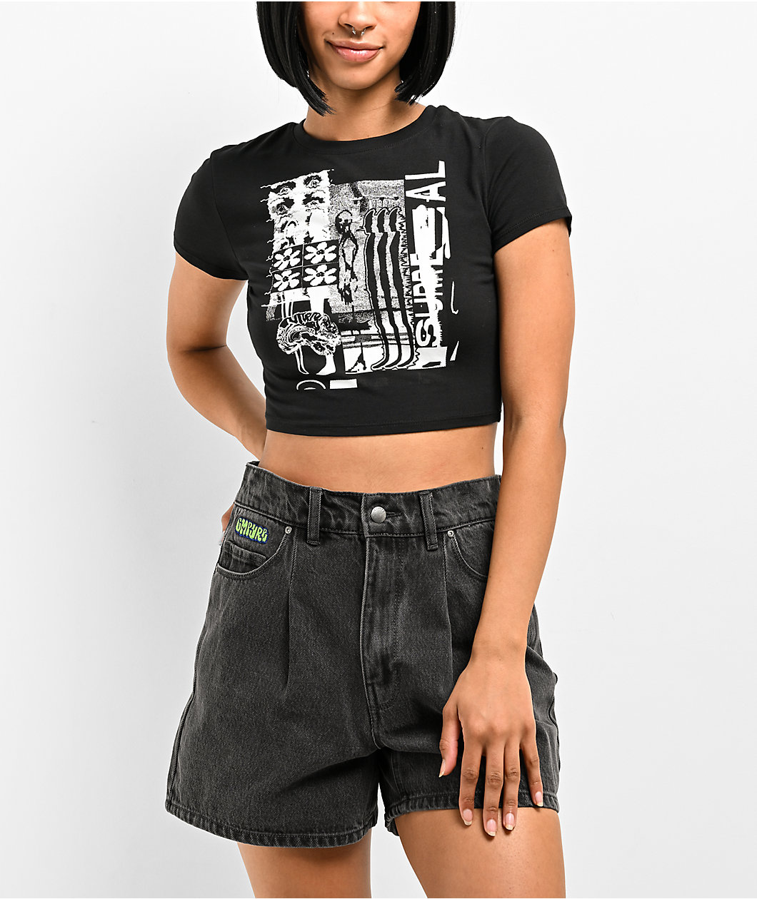 Vitriol Brianna Surreal Black Crop T-Shirt