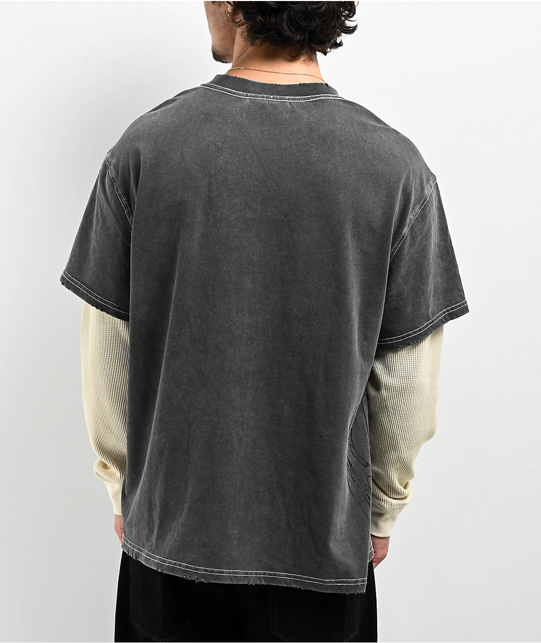 Vitriol Brutal Black & Cream Wash 2fer Long Sleeve T-Shirt