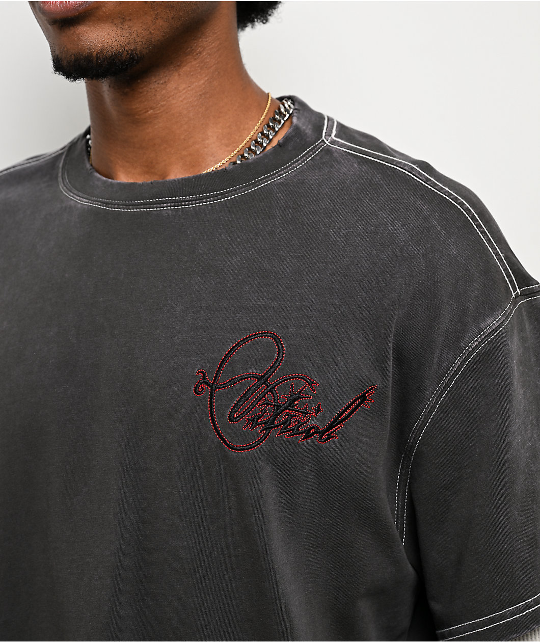 Vitriol Brutal Grey & Off White 2fer Long Sleeve T-Shirt