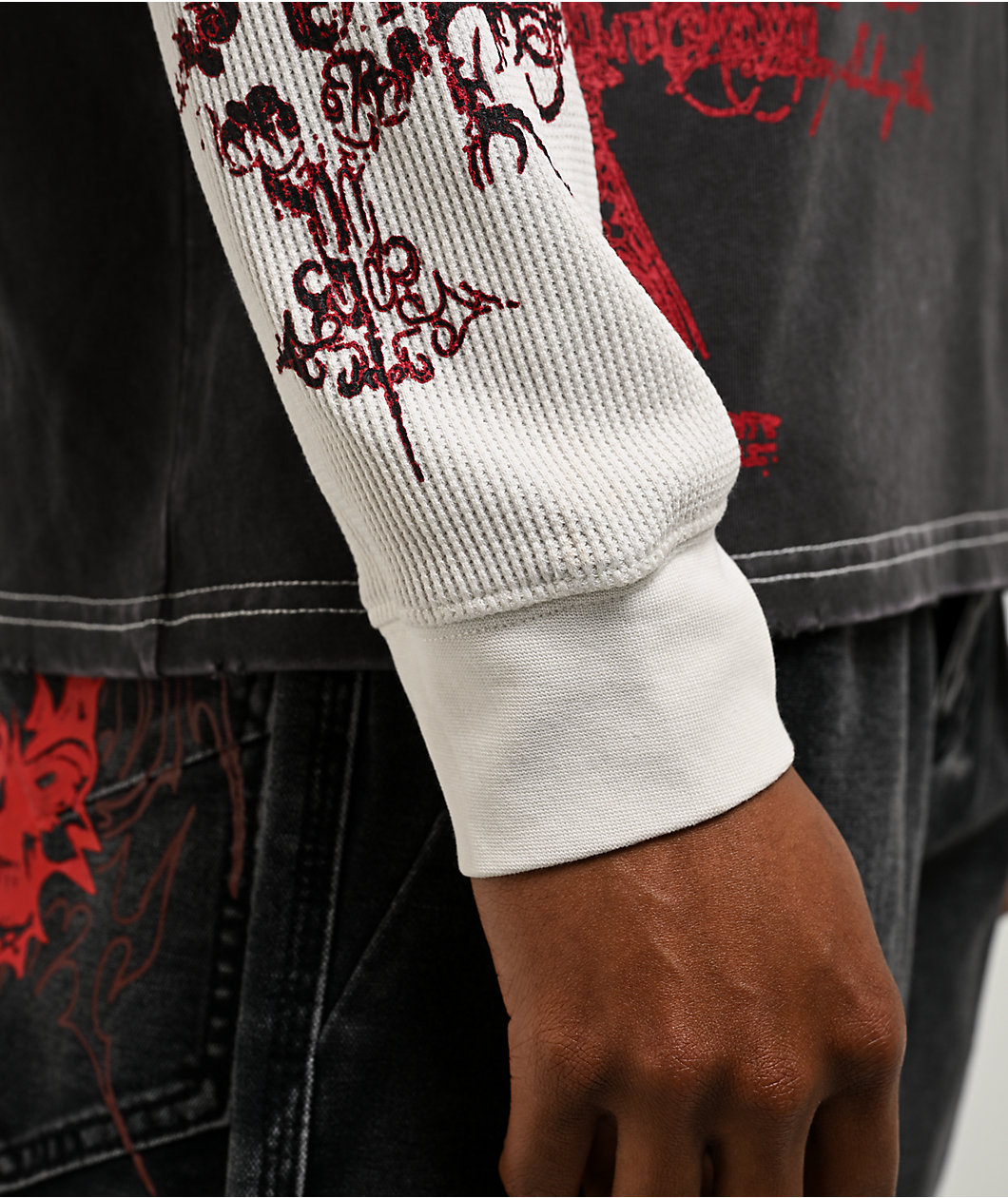 Vitriol Brutal Grey & Off White 2fer Long Sleeve T-Shirt