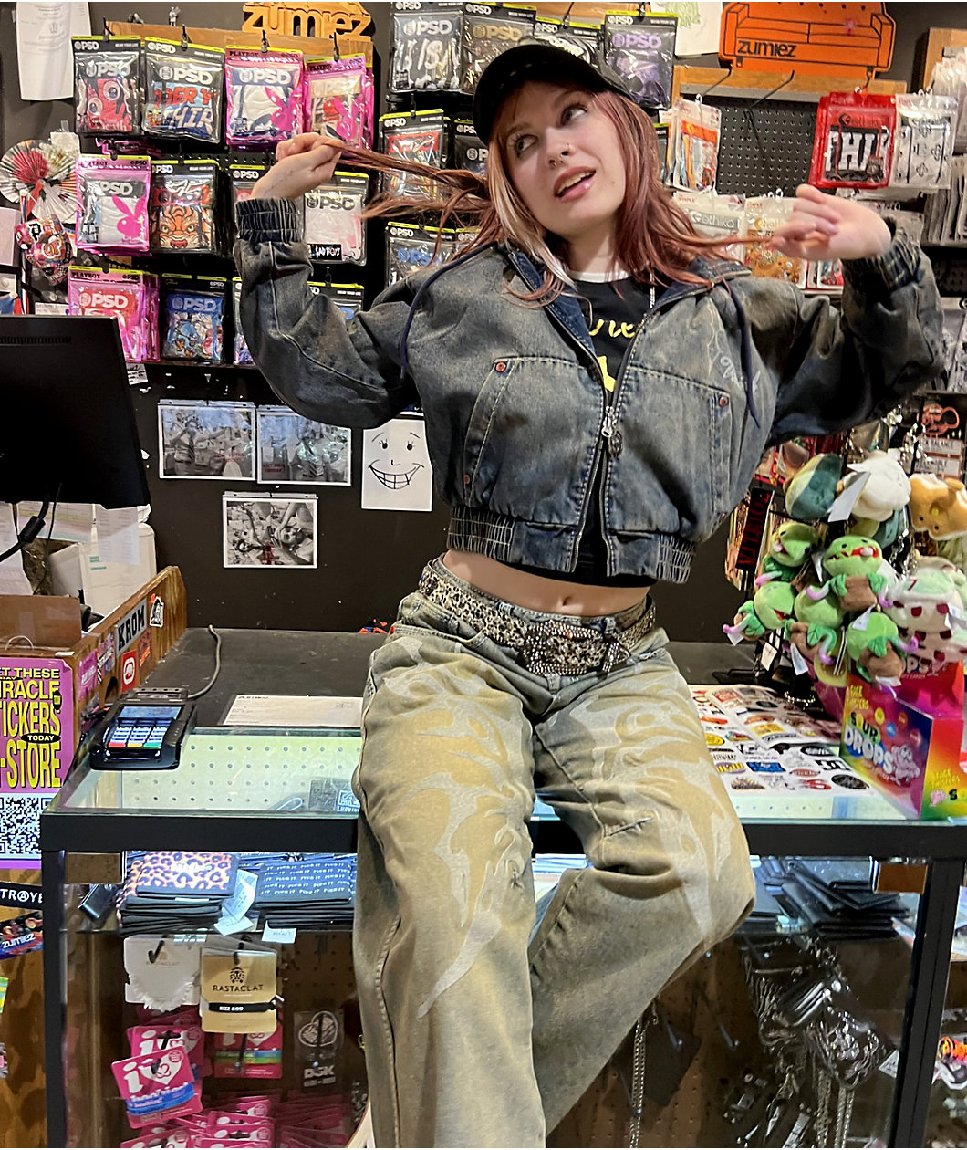 Vitriol Camden Black Wash Denim Crop Hooded Jacket