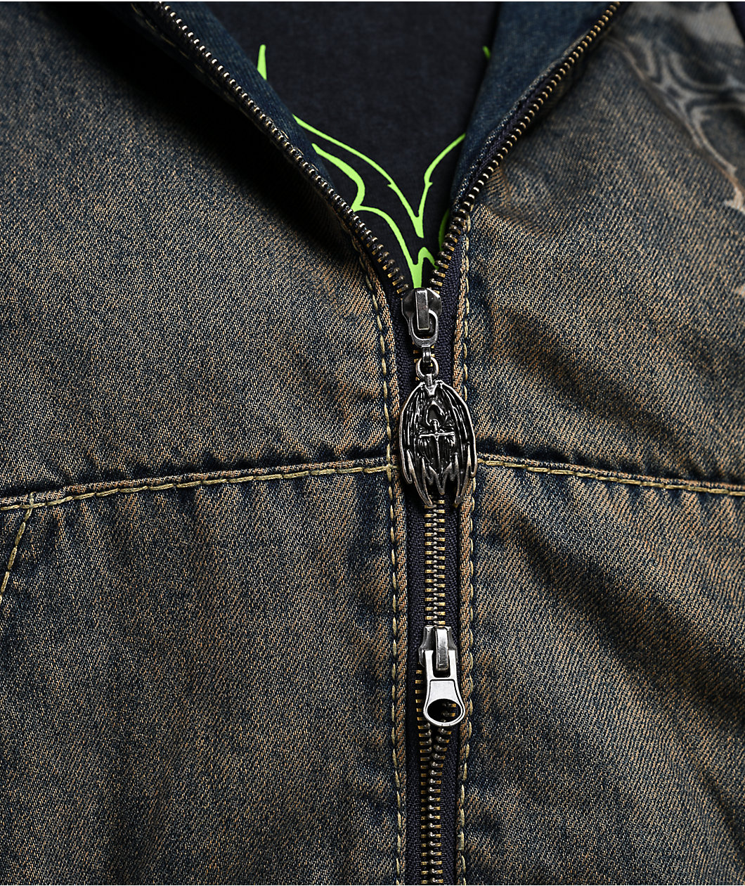 Vitriol Camden Black Wash Hooded Denim Crop Jacket