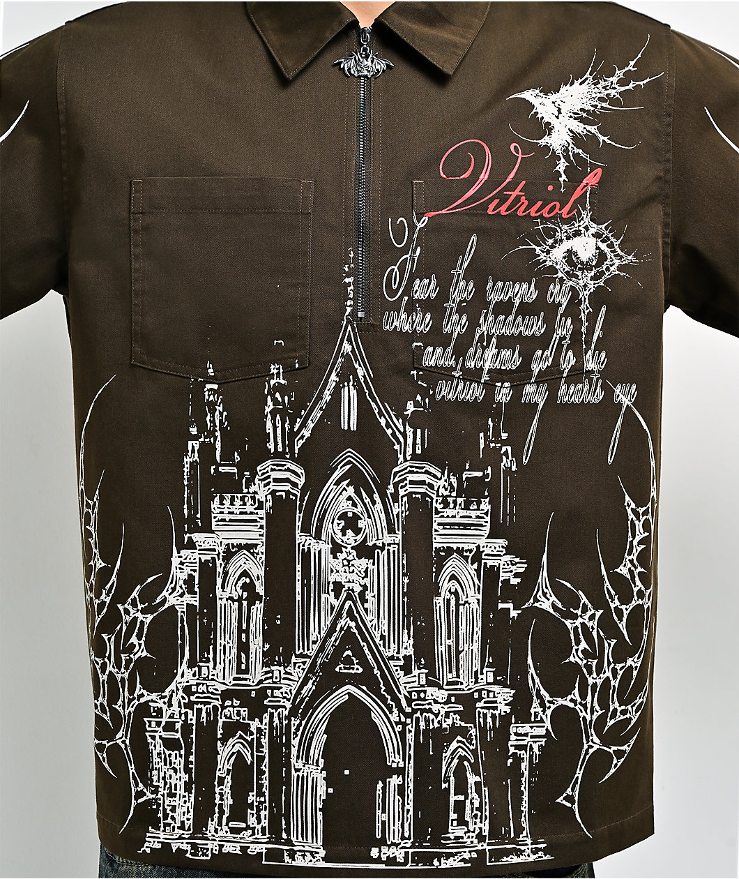 Vitriol Channel Brown Quarter Zip Work Shirt