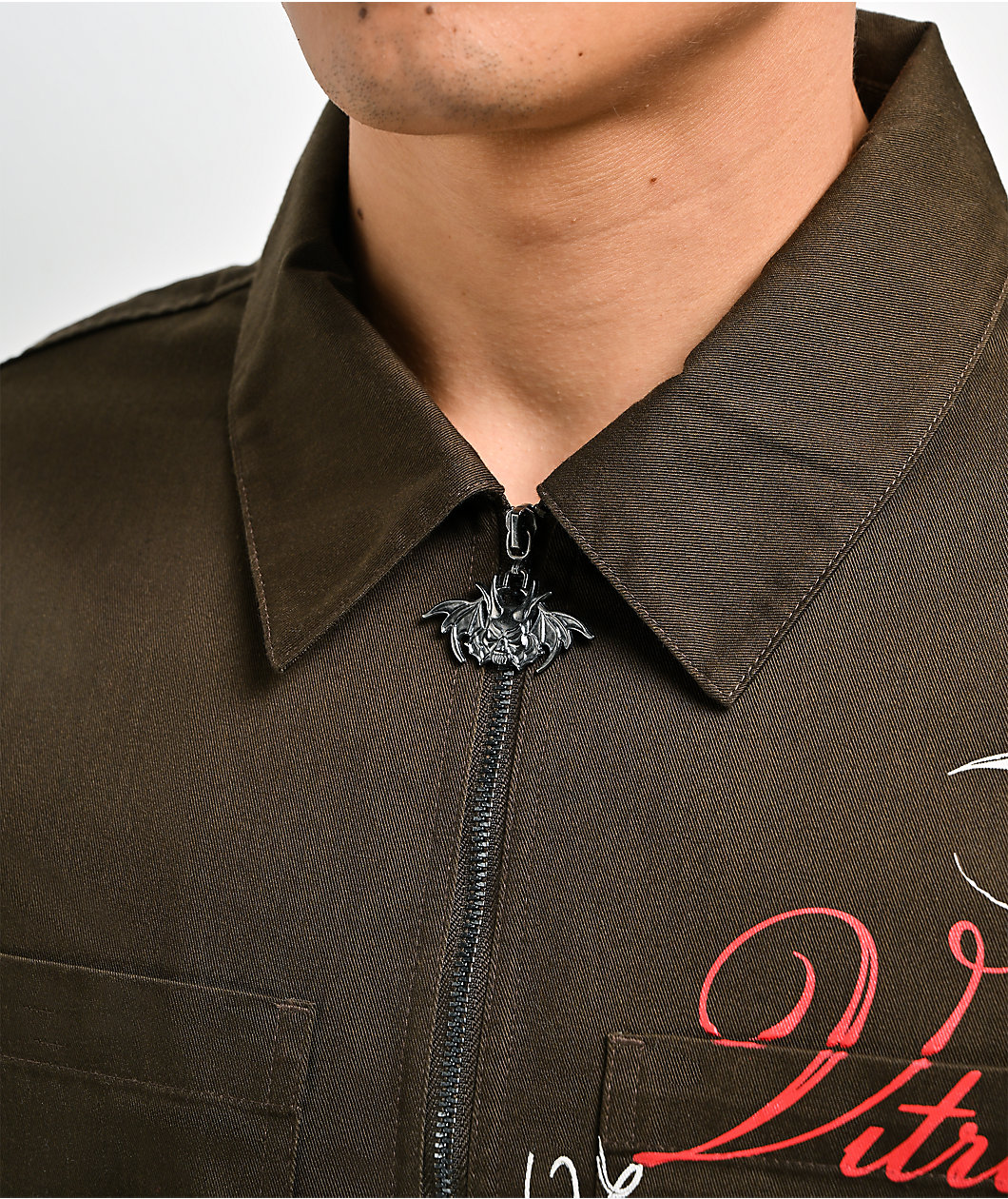 Vitriol Channel Brown Quarter Zip Work Shirt