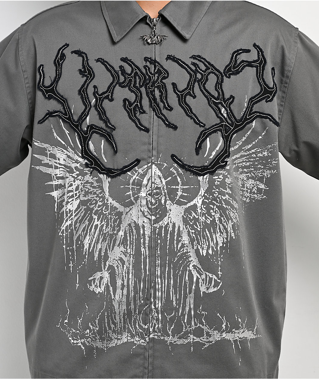 Vitriol Channel Wings Grey Zip Shirt