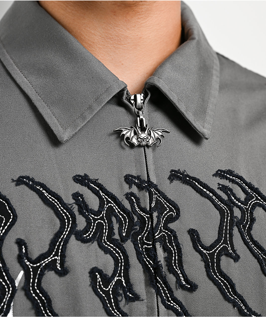 Vitriol Channel Wings Grey Zip Shirt