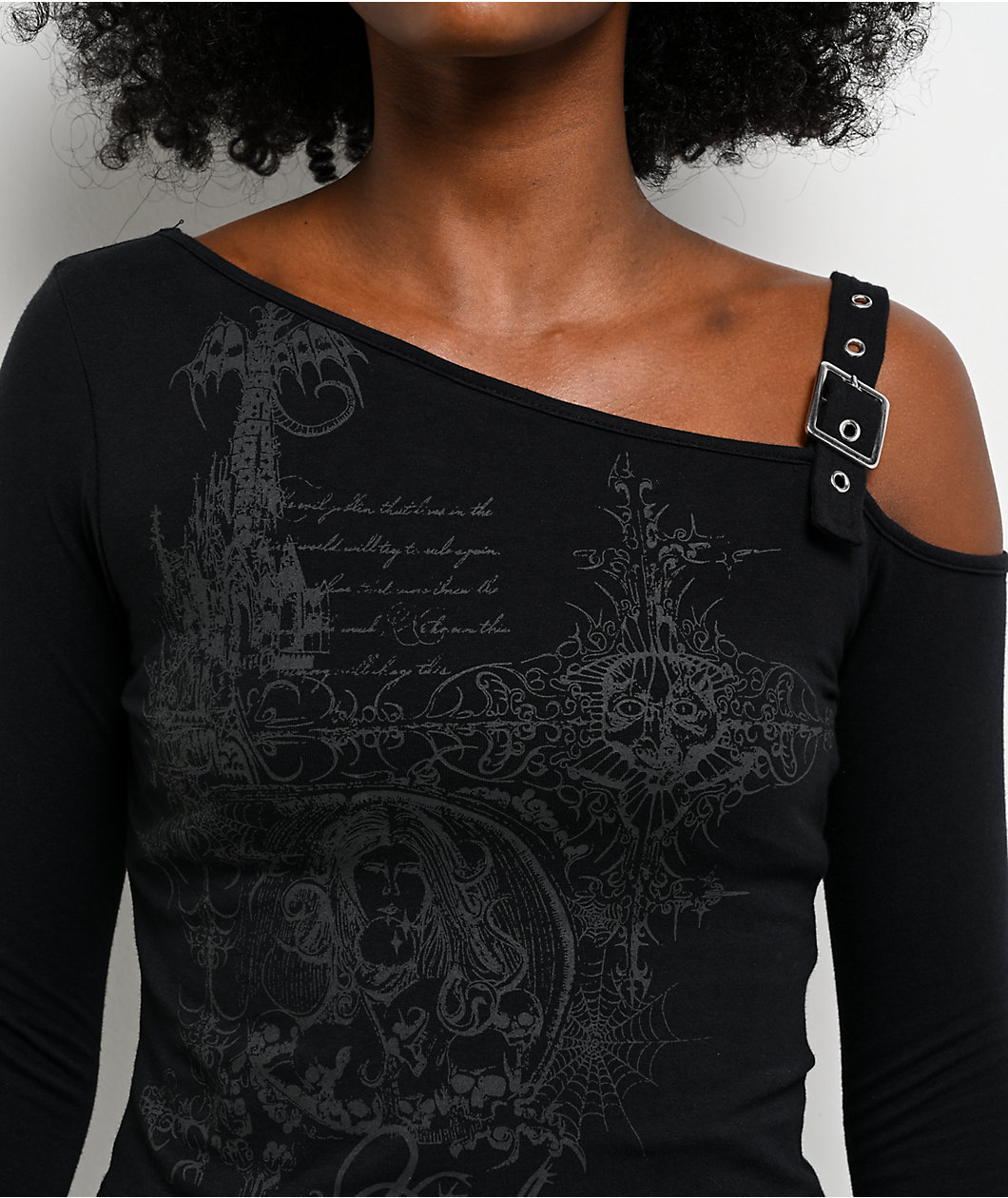 Vitriol Colette Off The Shoulder Black Crop Long Sleeve T-Shirt
