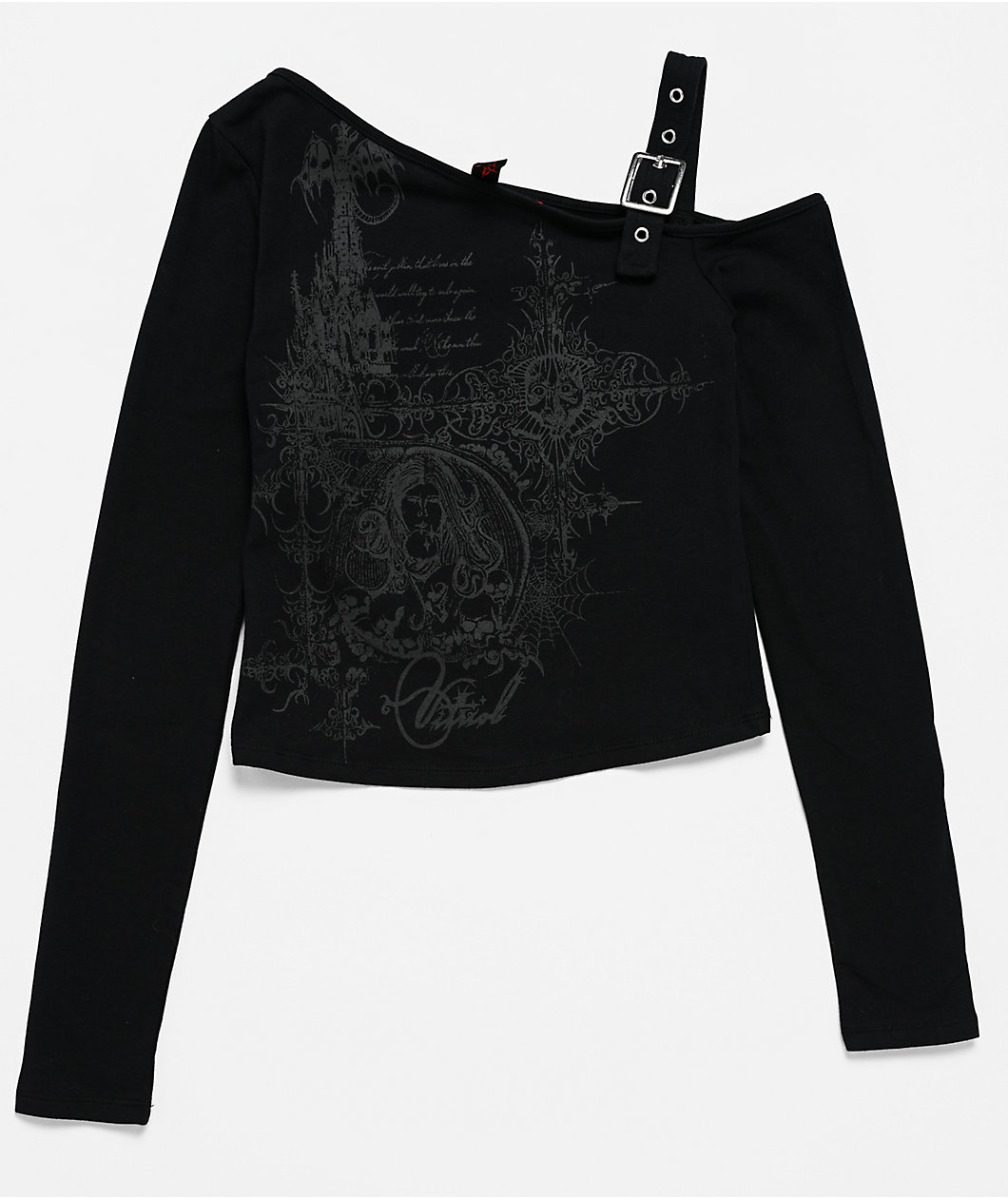 Vitriol Colette Off The Shoulder Black Crop Long Sleeve T-Shirt